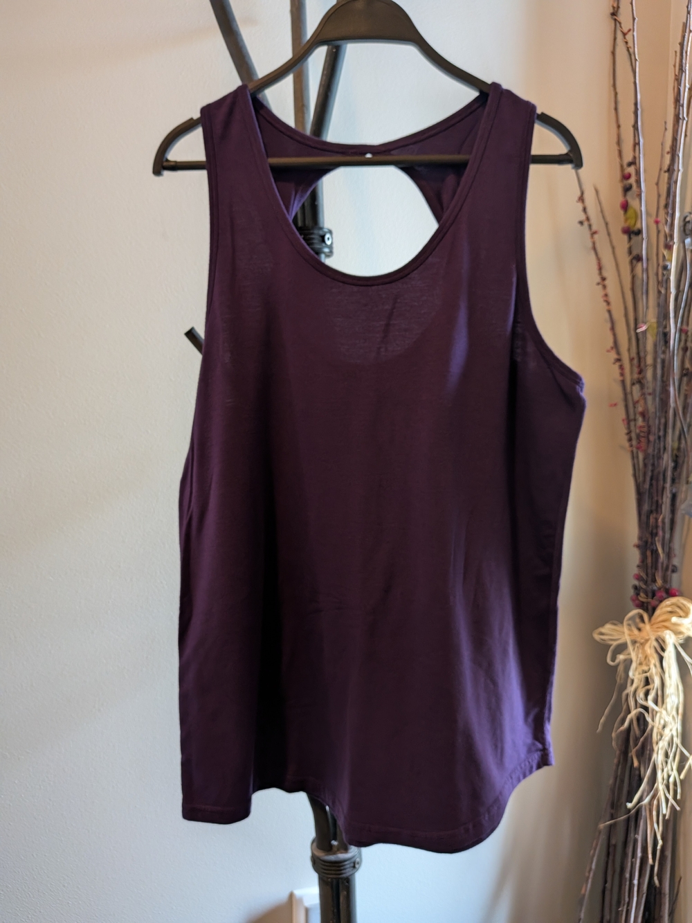 Classic Women's Scoop Neck Twist Tank Top - Deep Purple
